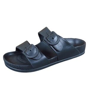 Made In‎ USA Men Two-Strap Slide Sandals Size 10 Casual Waterproof Beach Black